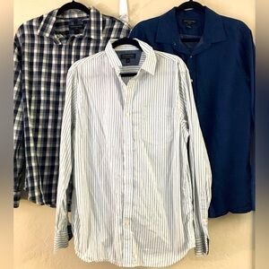 Banana Republic Slim Fit Button Down Shirt Bundle (3) Large Blue White Office